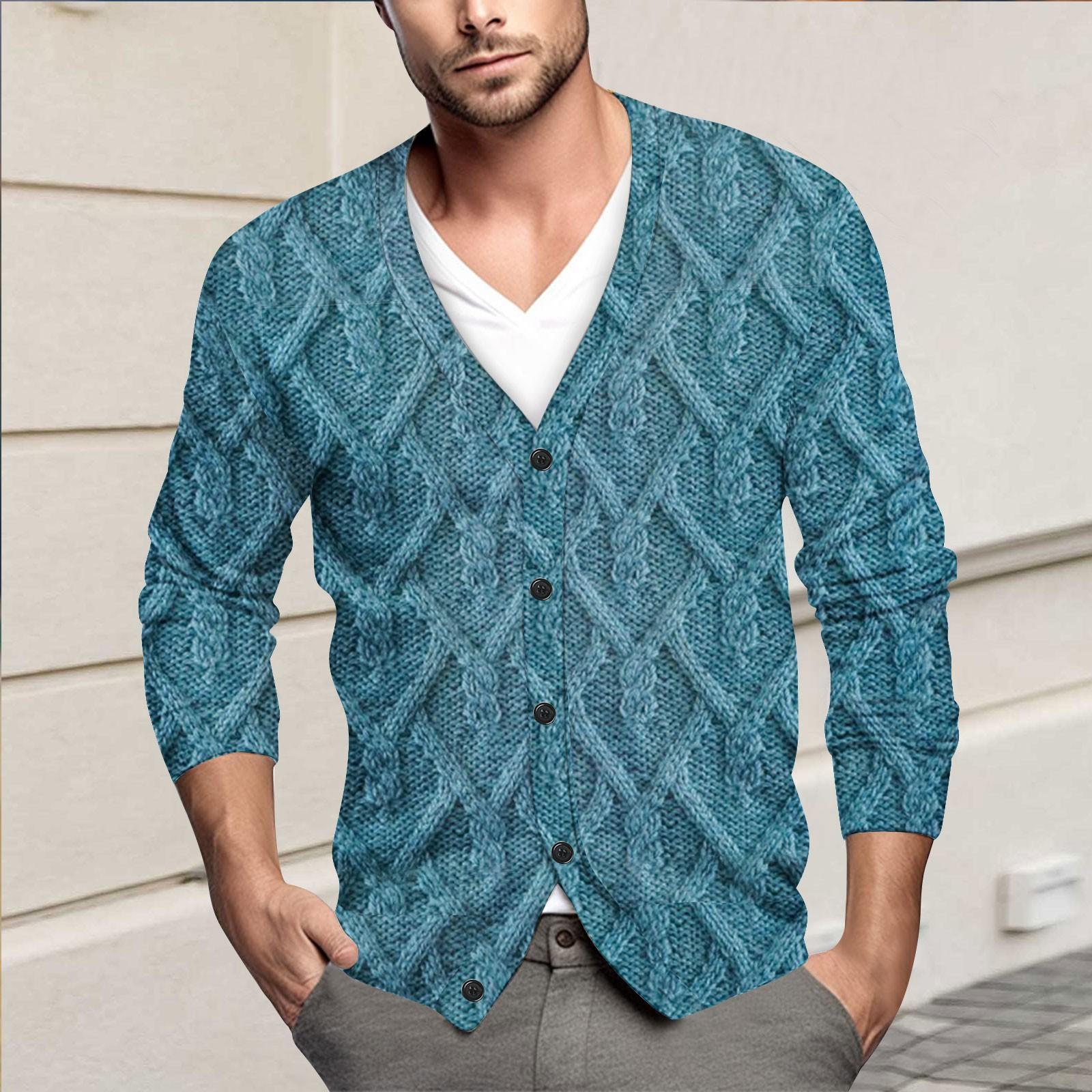 

Мужская повседневная однобортная модная куртка-кардиган с длинными рукавами на пуговицах L