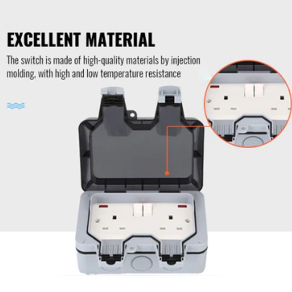 UK Plug Wall Switch Socket Dust Proof Outdoor Switched Power Socket Charging Station