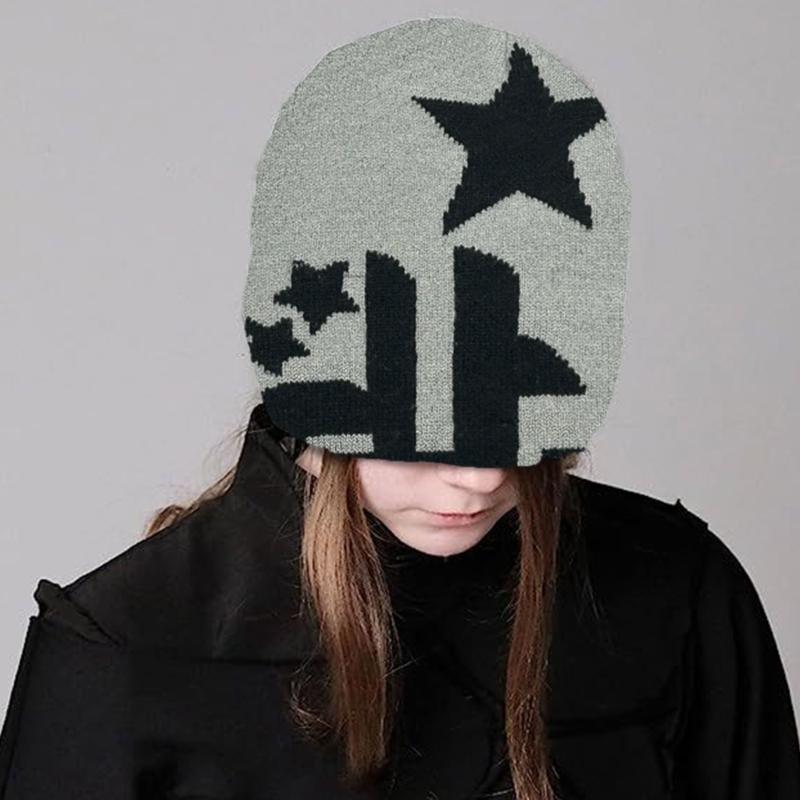 Casual Jacquard Star Hat Knit Windproof Hat for Adult Autumn Winter Cycling