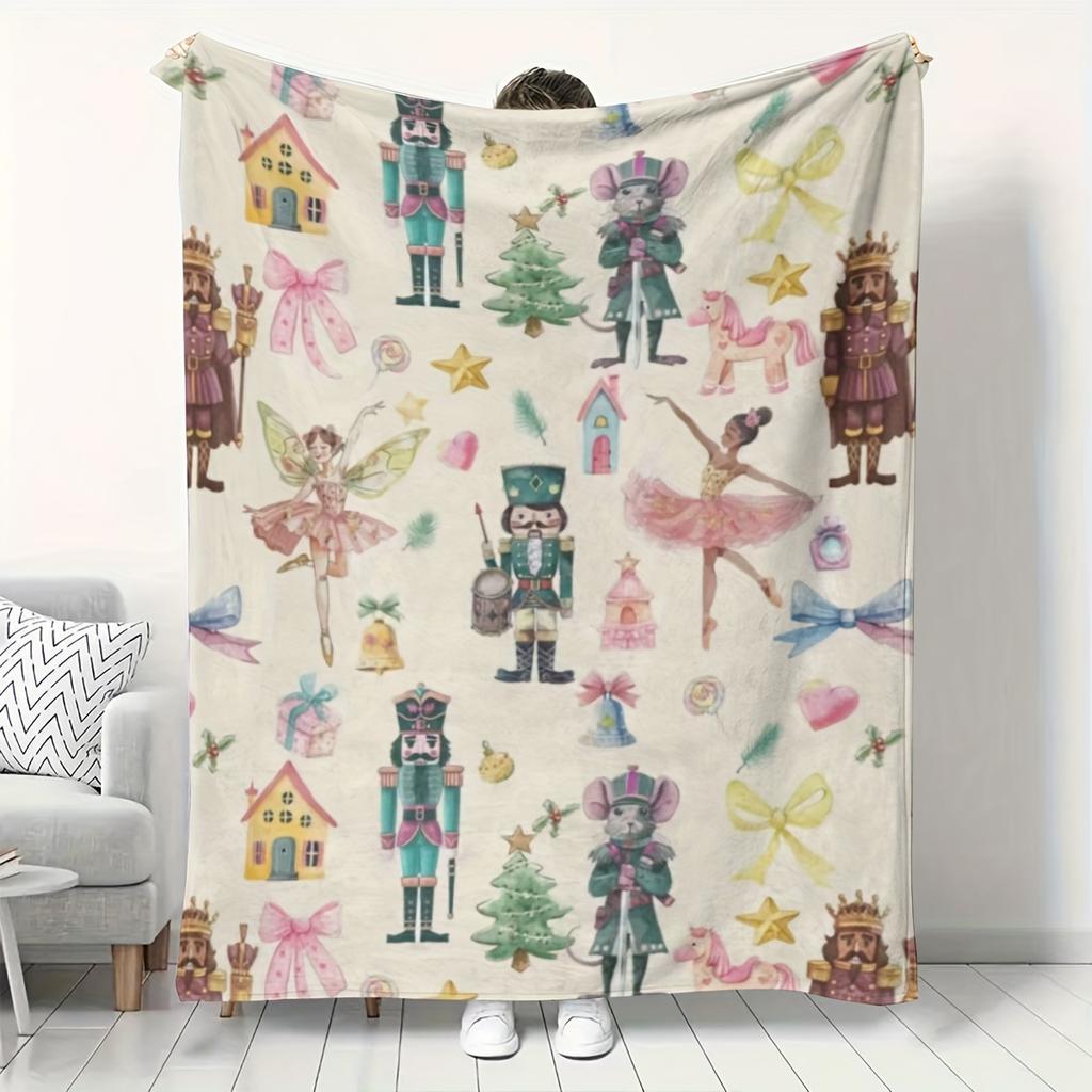 Christmas Nutcracker Blanket Christmas Nutcracker Ballet Plush Throw Blanket - Soft Flannel All-Season Cozy Blanket with Festive