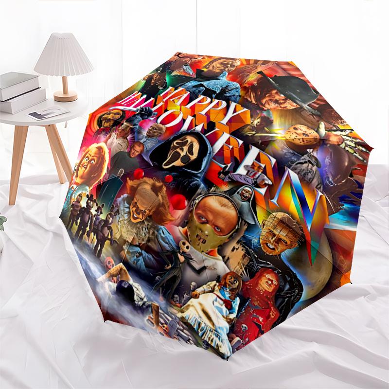 

1pc Happy Halloween Automatic 3-Fold Cartoon Practical Umbrella Design, Cute Cartoon Pattern, Portable Outdoor Umbrella, Perfect, Holiday Gift for Fan