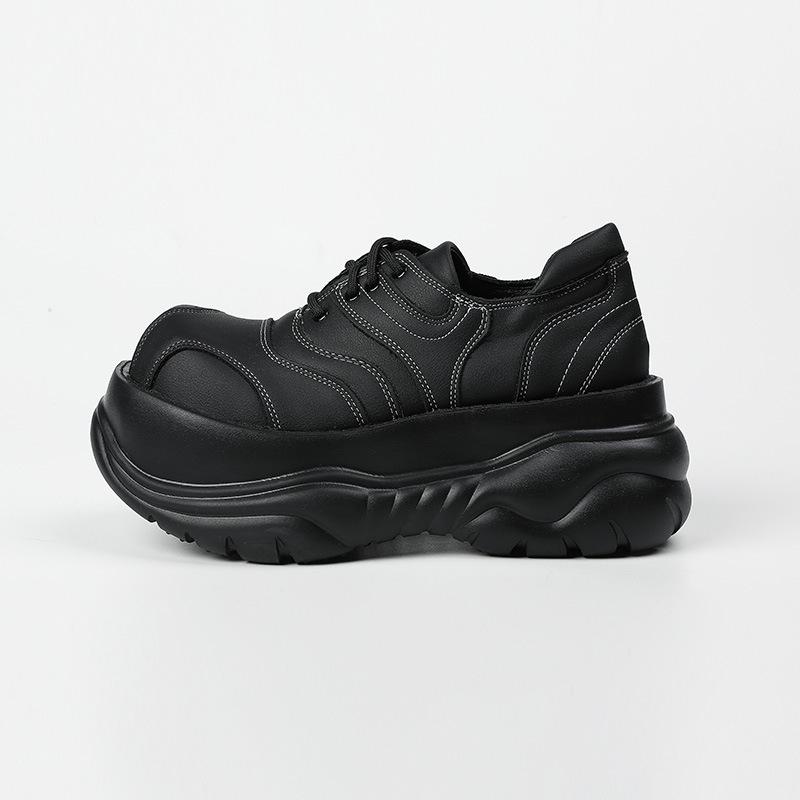 2024 Spring Women British Style Leather Shoes Slip On Lazy Loafer Shoes Ladies Elegant Thick Heel Street Style Shoes