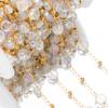 1M Stainless Steel Round Crystal Beaded Chains Gold Color Link Chain for DIY Boho Necklace Bracelet Chain Jewelry Making Materia