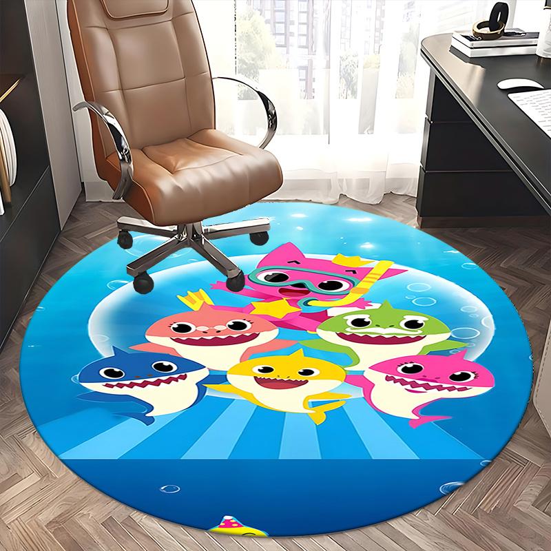 Baby Shark Chair Mat - Round Carpet for Home Decor, Office Use, Living Room, Bedroom, Gift Idea0259b