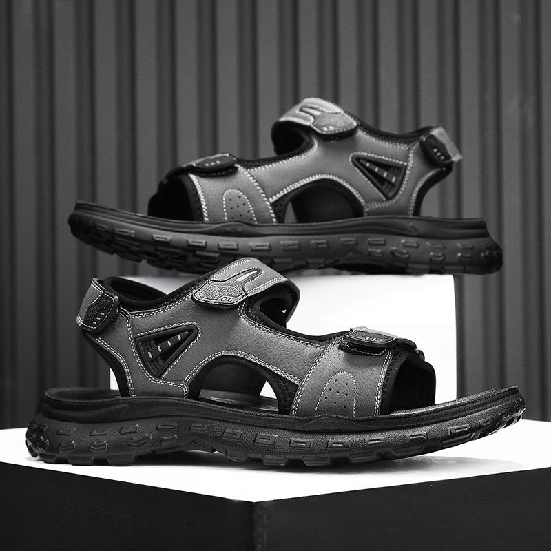 Men's Sandals 2024 New Velcro Summer Wear Non-slip and Wear-resistant Outdoor Driving Dual-purpose Sports Beach Shoes