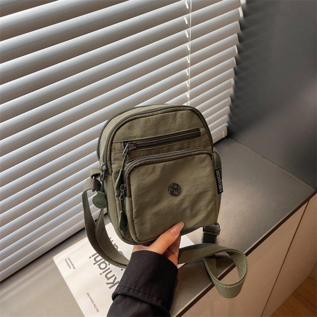 Shoulder Bag Women Nylon  Multi Compartment Adjustable Strap Daily Commute