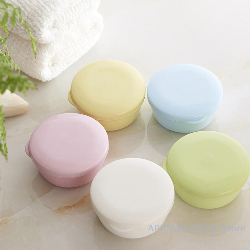 1PC Circular Soap Box Creative PP Waterproof Sealed Portable Soap Box Cover Drainage Soap Rack Supplies