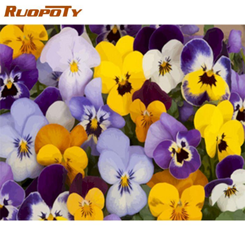 

Ruopoty безрамная картина «сделай сам» по номерам цветы 40x50 см настенная картина холст по номерам подарок «сделай сам» для украшения дома 40x50CM NO Frame