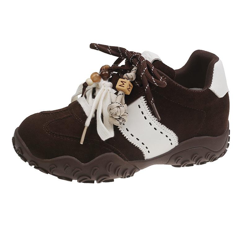 

2025 autumn 8cm height increase crescent thick-soled German training shoes women s autumn new mandarin duck shoelaces sports and leisure Forrest 39 кофейный