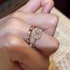 Mittelalterlicher Goldblitz Diamant Hufeisen Schnalle Ring, Koreanischer Stil Einfaches Temperament Gestapelter Zeigefinger Ring