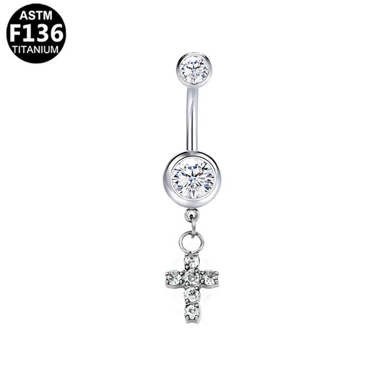 Titanium G23 Alloy Fashion Cross Navel Piercing Ring