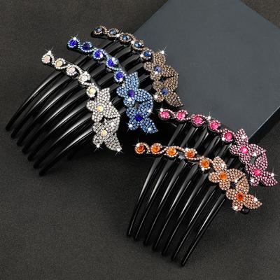 Coréen nouveau strass cheveux insérer exquis accessoires de cheveux tempérament plat cheveux insérer peigne papillon diamant épingle à cheveux coiffure