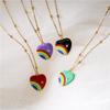 HECHENG,Rainbow Necklace ,Love Heart Necklace,Colorful Lucky Zircon,For Women ,Stainless Steel