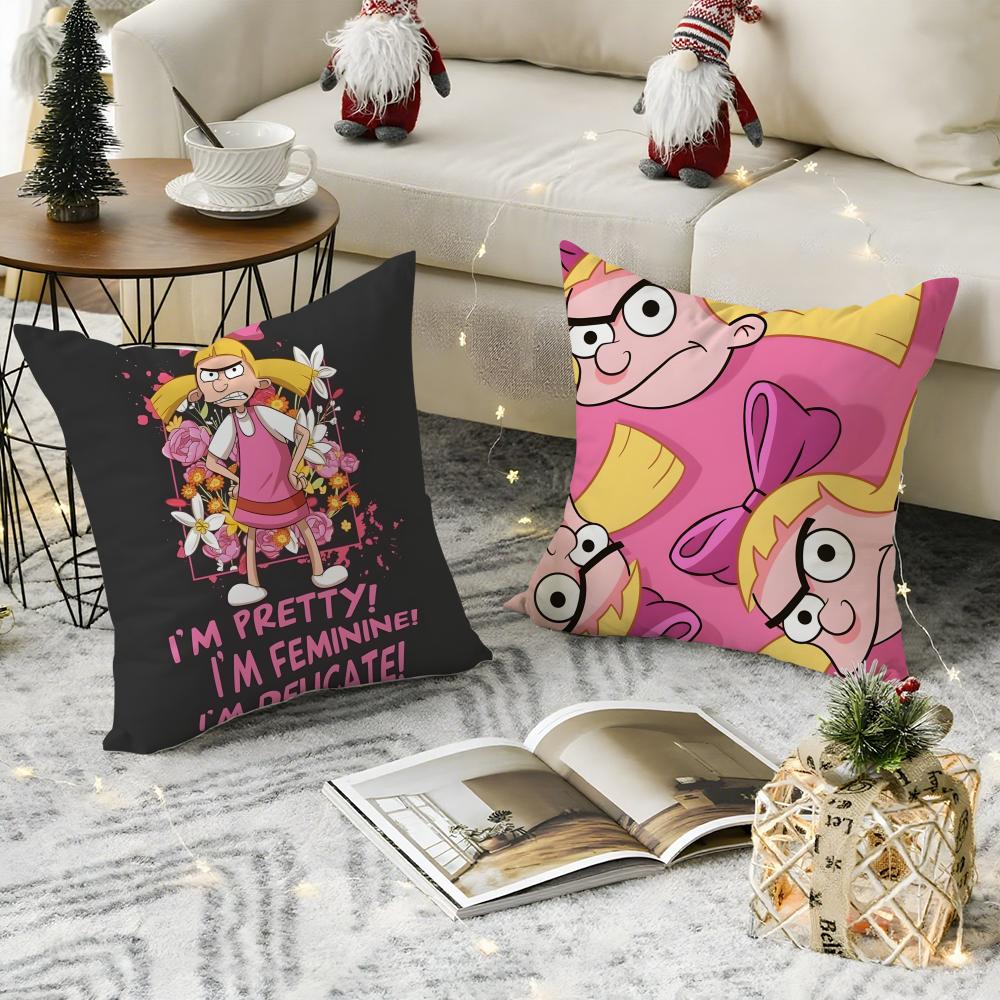 Federa per Cuscino Cartone Animato Anime H-Hey Arnolds 2 Lino Naturale Tessuto Biologico Stampa Double-Sided Divano Decorazione Casa Regalo Federa per Cuscino