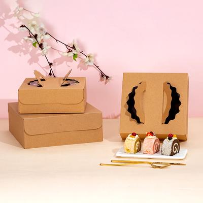 5 Stück Kraftpapier Geschenkboxen Kuchenbox mit Griff DIY Cupcake Dessert Verpackungsbox Hülle Hochzeit Geburtstagsfeier Zubehör
