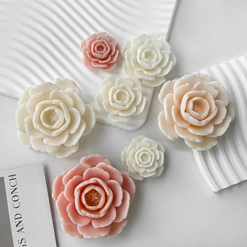 Camellia Flower Silicone Mold DIY Scented Candle Making Handmade Soap Mold DIY
