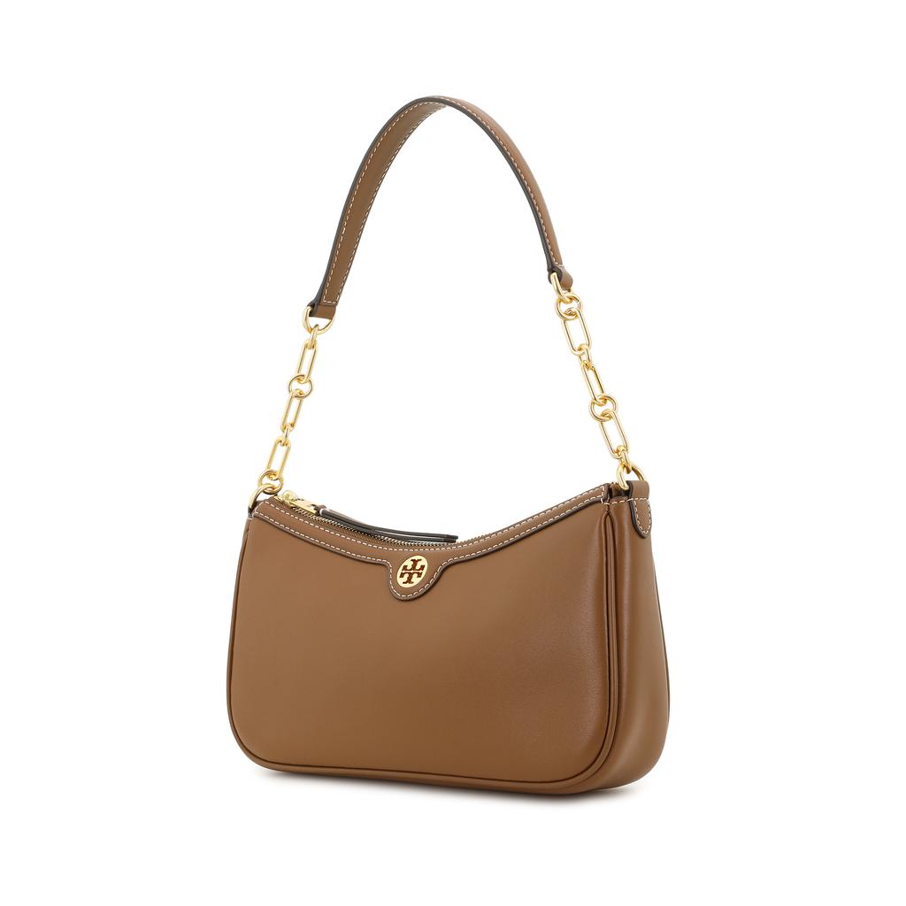 Tory Burch Brass Hardware Zipper Closure Leather Tote Crossbody Shoulder Bag Women Bags Caramel 86557-909