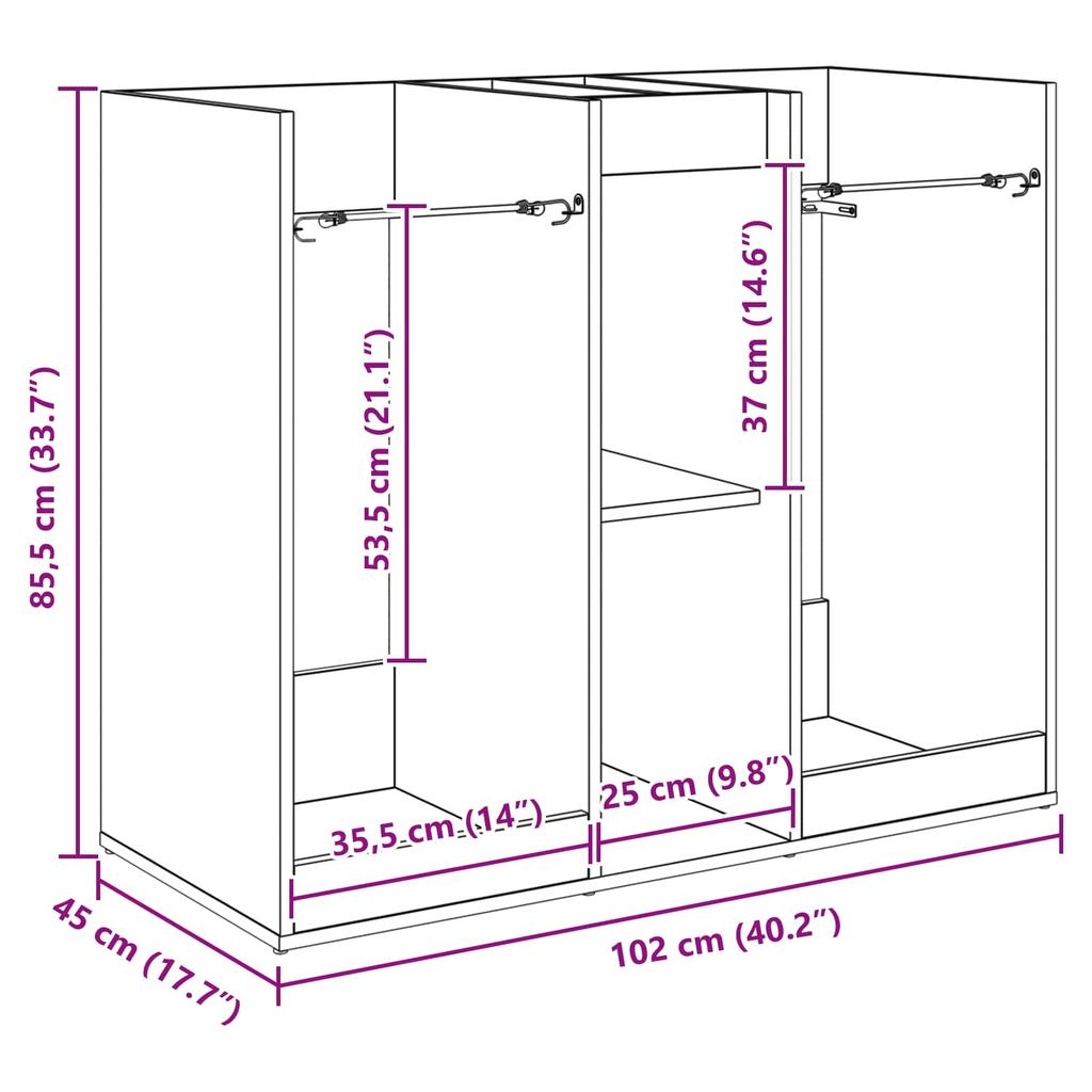 Golfschrank Massiv Räuchereiche 102 x 45 x 85,5 cm