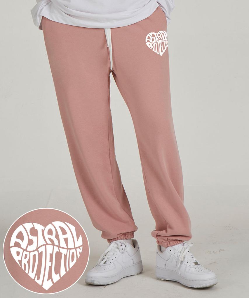 ASTRAL PROJECTION Heart Logo Comfortable Training Sweat Jogger Pants_Pink