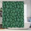 Green Monstera Leaf Shower Curtain, 3D Printed Waterproof Fabric, Polyester Home Decoration Bath Rug Cover with Hooks Size: L180