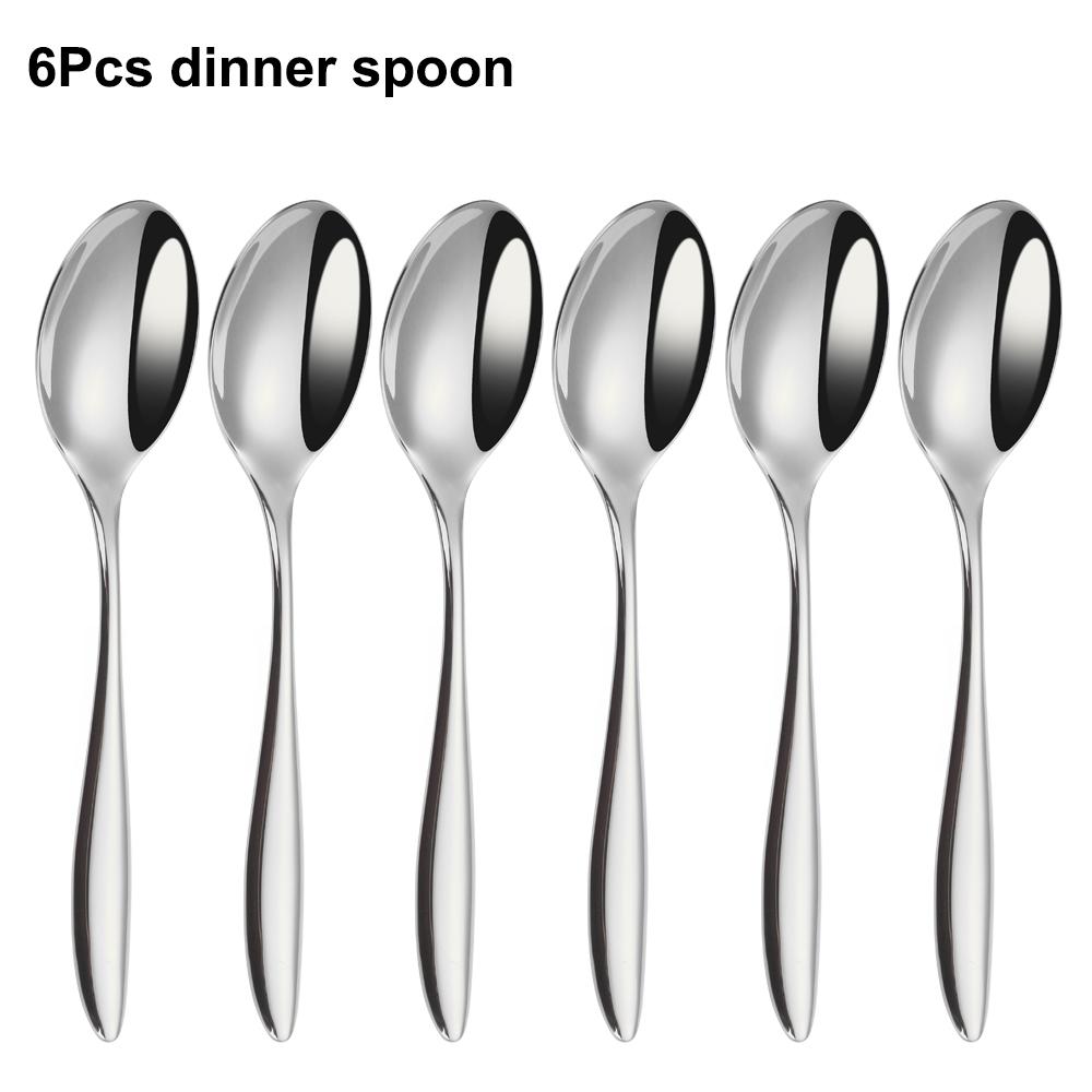 6/16/20/24Pcs Sliver Tableware Stainless Steel 304 Cutlery Set Western Knife Fork Spoon Mirror Dinner Set  Elegant Flatware