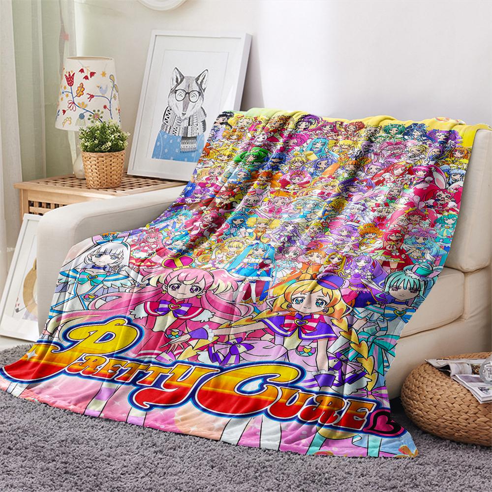 1PC Pretty Cure Print Flannel Blanket, High quality Comfortable for All Seasons, Home Decor, Warmth and Comfort, Perfect for Christmas Gifts121