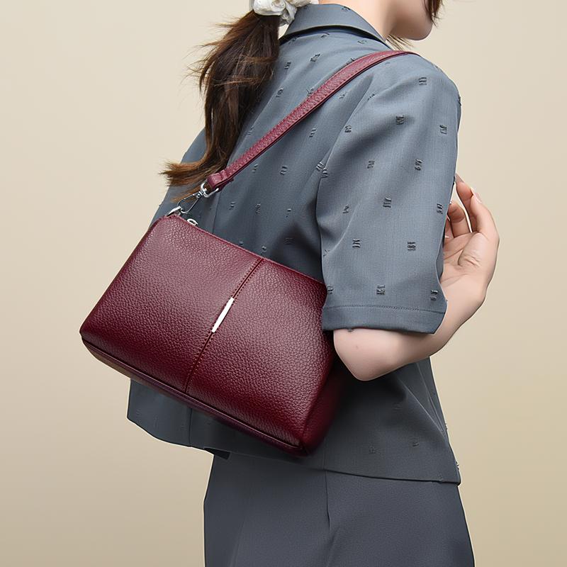Elegant Women's Shoulder Bag with Unique Texture Design Stylish Soft Leather Handbag with Zipper Pockets Everyday Crossbody Bag