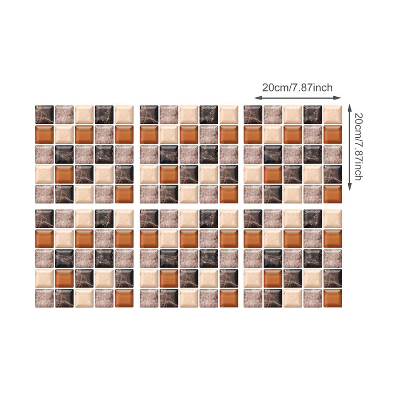 6PCS 3D Mosaic Waterproof Bathroom Kitchen Decoration PVC Tiles Decal Sticker