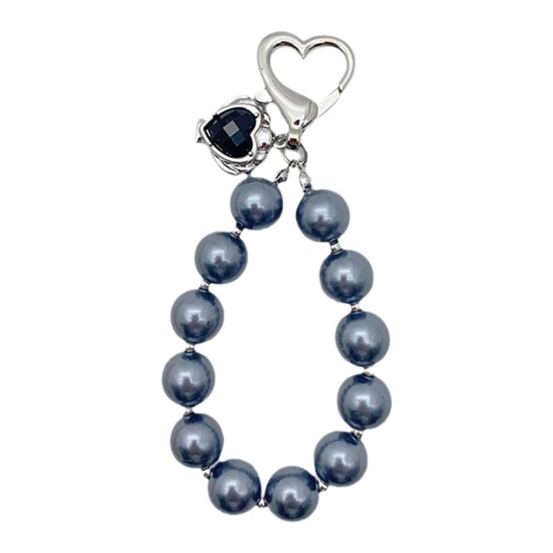 

Модный жемчуг, кольцо, кулон в форме сердца, чехол для телефона, ремешки, ремешок, брелок для ключей, подвеска для рюкзака, украшение на цепочку для ключей от машины серый