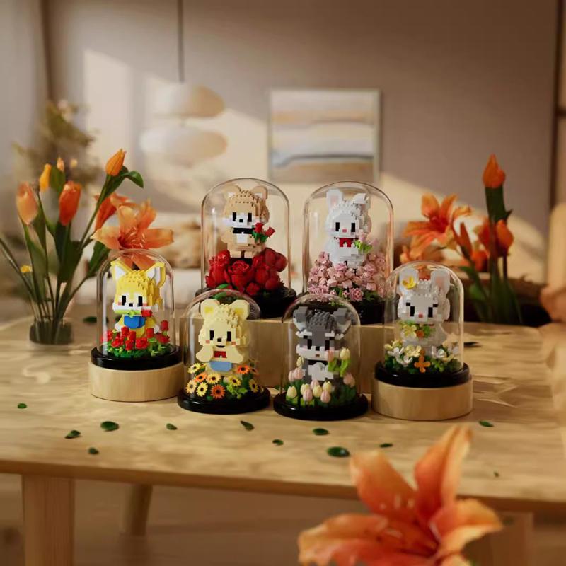 Everlasting Flowers And Roses Building Blocks, Animal Bouquets, Potted Plants, Assembled Toys, Handmade Gifts For Boys And Girls