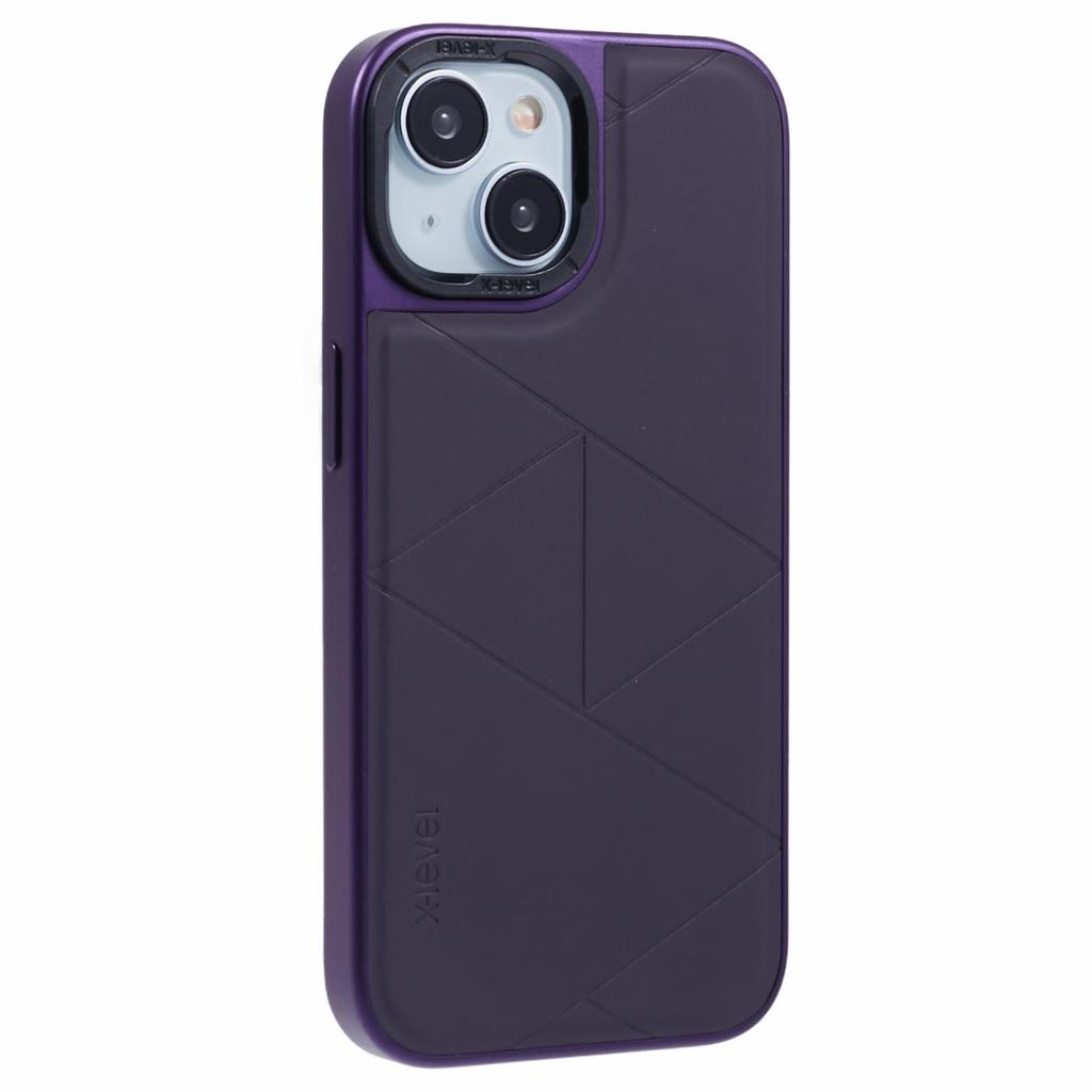 For iPhone 15 Case Shockproof Geometric PU Leather Back Cover