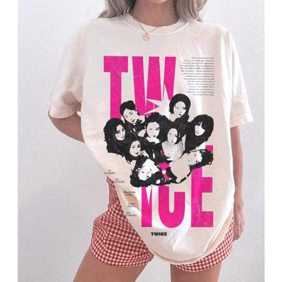 2026 T-shirt Rétro Twice Tournée Mondiale Twice Groupe K-pop T-shirt Twice Ceci est pour le T-shirt de Tournée Twice Nayeon Sana Jeongyeon Mina Jihyo Dahyun