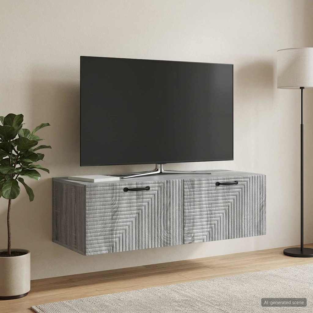 Wall Mounted TV Cabinet Grey Sonoma 98 X 41 X 30 Cm