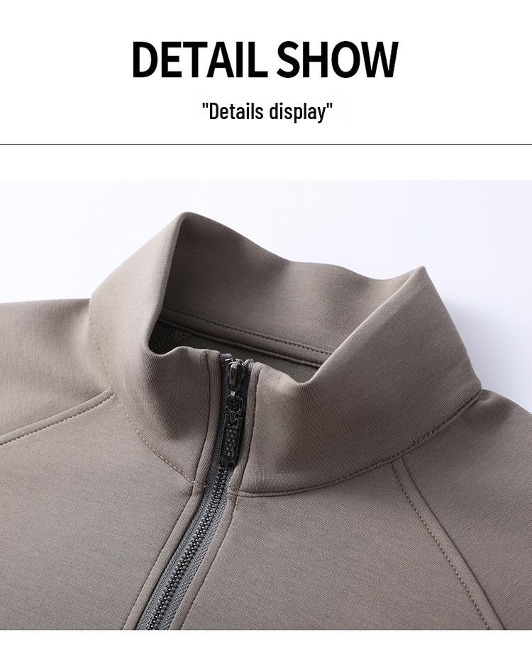 Men's Half-Zip Long-Sleeve Stand Collar T-Shirt, New Arrival for Spring/Autumn, Solid Color, Stylish Base Layer for Middle-Aged & Young Men