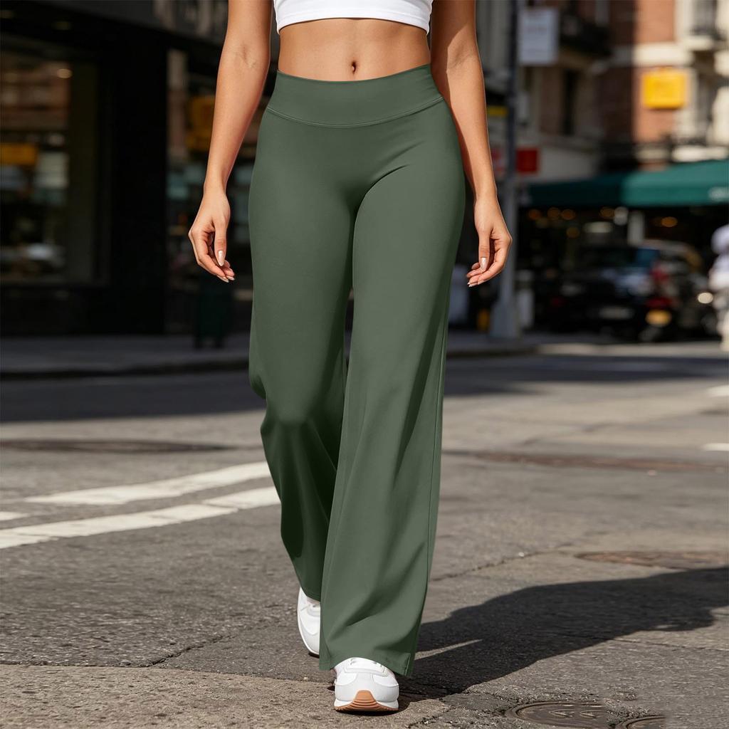 Women's High Waist Straight Leg Yoga Pants with No Toe Design