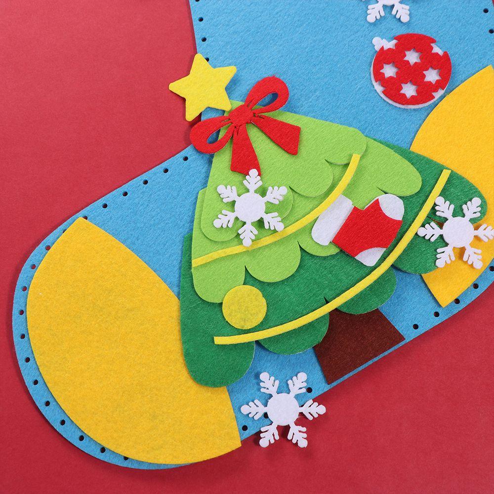House Decoracion Hangable Christmas Sock Non-woven Fabric Portable Elk Xmas Bag Kids/Children