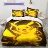 Pikachu Muster Bettwäsche Heimdekoration Geburtstagsgeschenk (1 Bettbezug + 2 Kissenbezüge, ohne Füllung)
