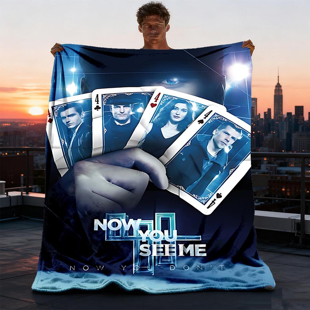 1pc Now You See Me Outdoor Flannel Throw Blanket Soft, Cozy, Warm All Season, Machine Washable, 75X95CM