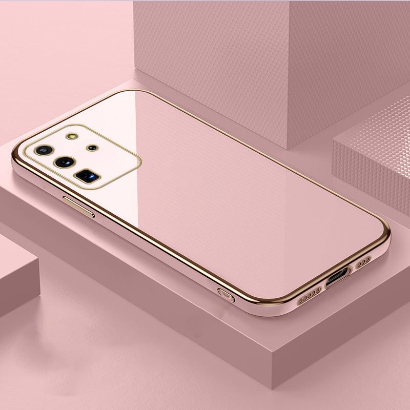 

Простий plating м який чохол для телефону для Samsung Galaxy S24 S23 S22 S21 S20 FE S10 Note 20 10 Ultra Plus захист камери силіконова накладка For S20 Ultra рожевий