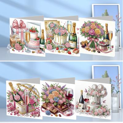 6pcs DIY Diamond Painting Greeting Card Set Diamond Art Greeting Cards Diamond Art Handmade Cards Congratulations Cards & Gifts