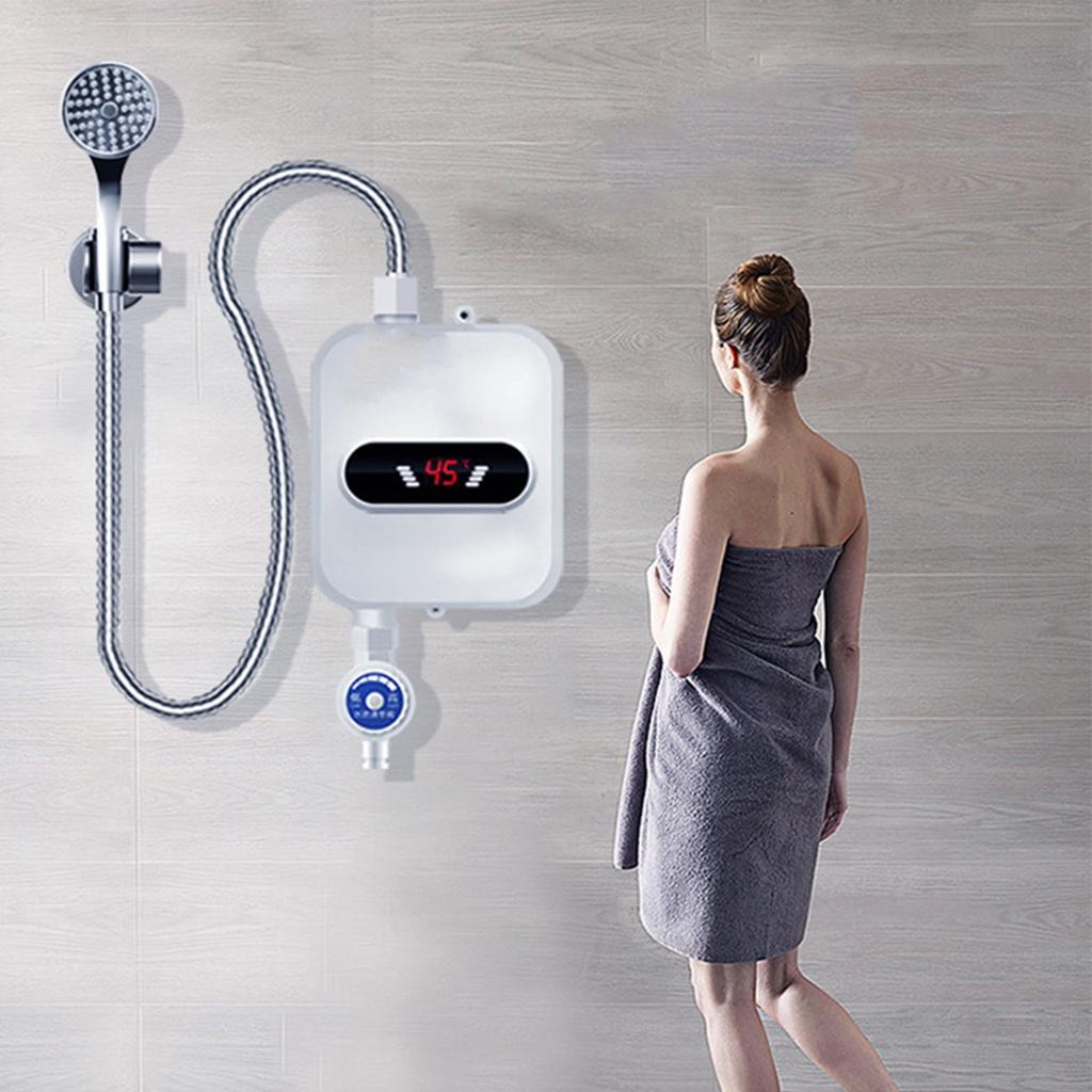10A Electric Tankless Mini Instant Hot Water Heater Kitchen Faucet Tap Heating 3 Seconds Instant Heating LCD Display 3500W