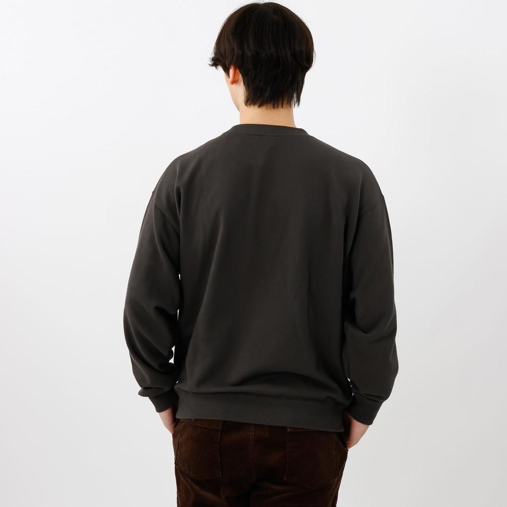 Champion Long Sleeve French Terry Crew Neck Off with Embroidered Logo and Relaxed Drop Shoulder Detail Men's Sweatshirt, Black, C8-A023Z, Fit,