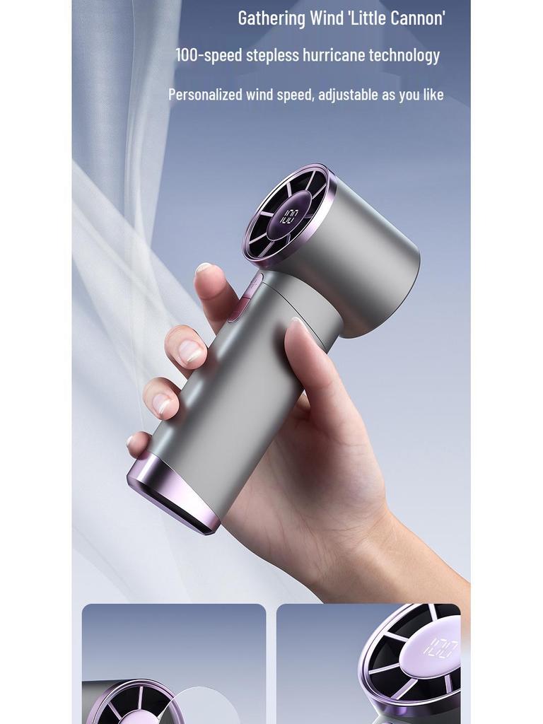 100-Speed USB Rechargeable Bladeless Handheld Fan with Stepless Control
