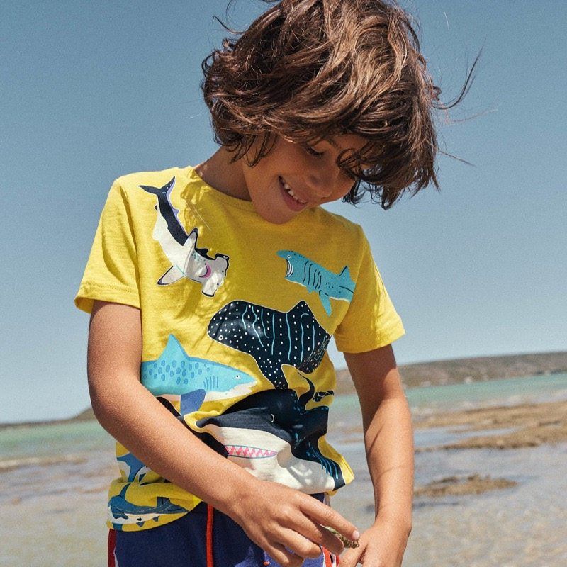Children's Luminous Shark 26 Summer New Short-Sleeve Boys' Baby T-Shirt Pure Cotton Toddler Half-Sleeve Tee 8