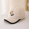 Child-sized Cute Bear Head and Bear Letter Embroidery Baseball Cap, Adjustable Back Strap, Suitable for Daily Wear. Photo
