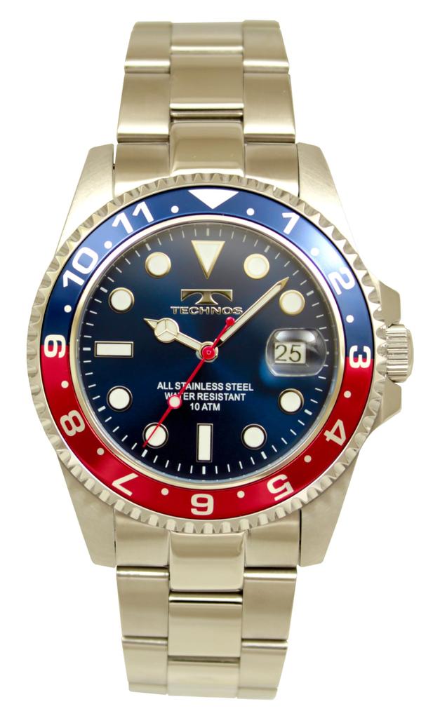 Technos TSM419SN Men's Silver Watch with Date Display and 10 ATM Water Resistance