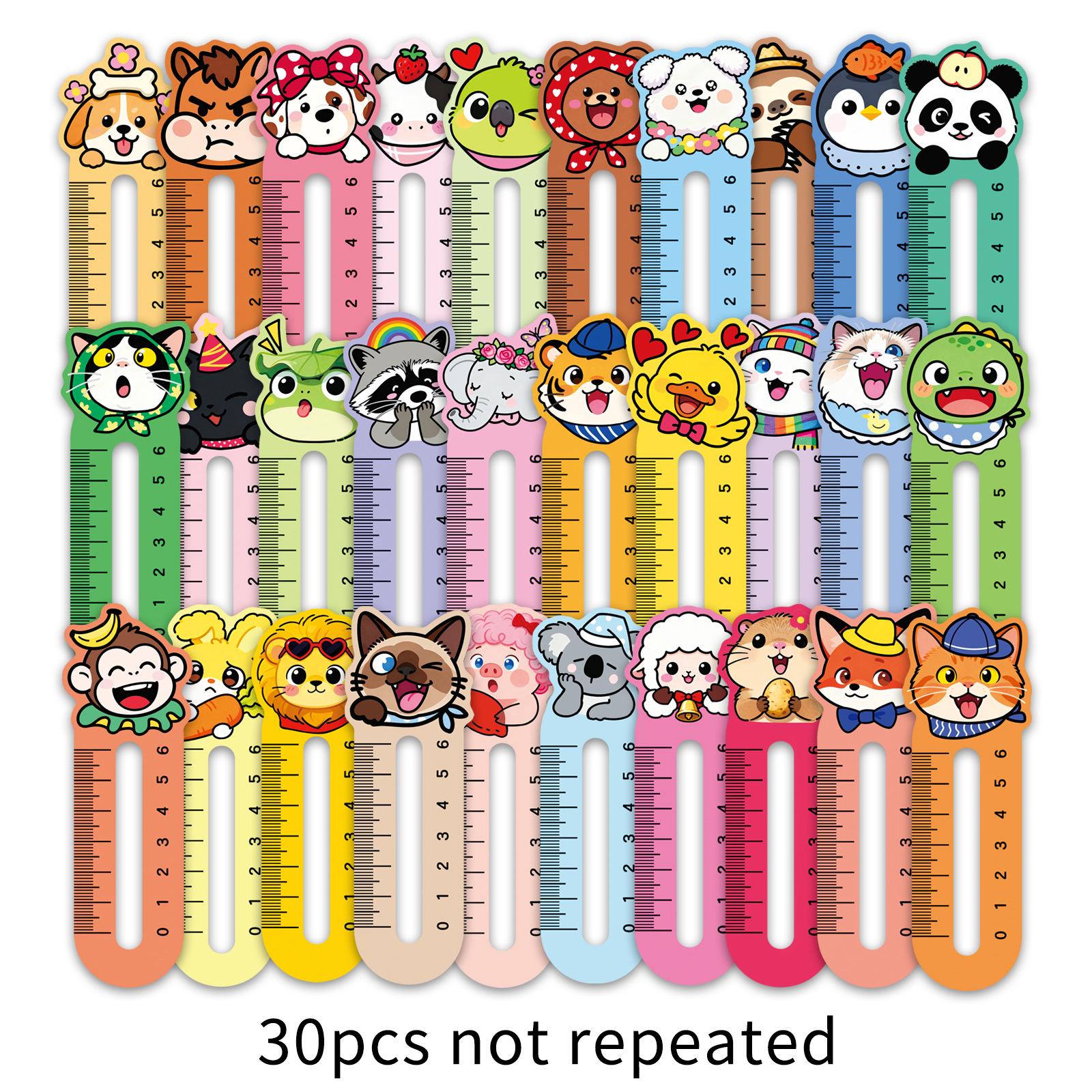 30 Small Animal Cartoon Ruler Bookmarks – Non-Adhesive Desktop Decorations