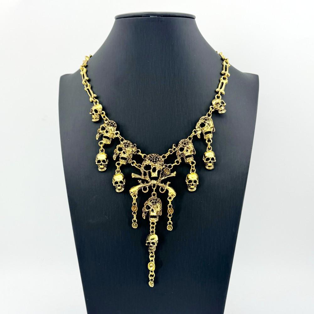 Halloween Retro Skull Ghost Tassel Necklace - Multi-Layered Alloy Design for Women