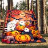 1pc Ghosts and Pumpkins Print Outdoor Blanket, Lightweight Polyester,