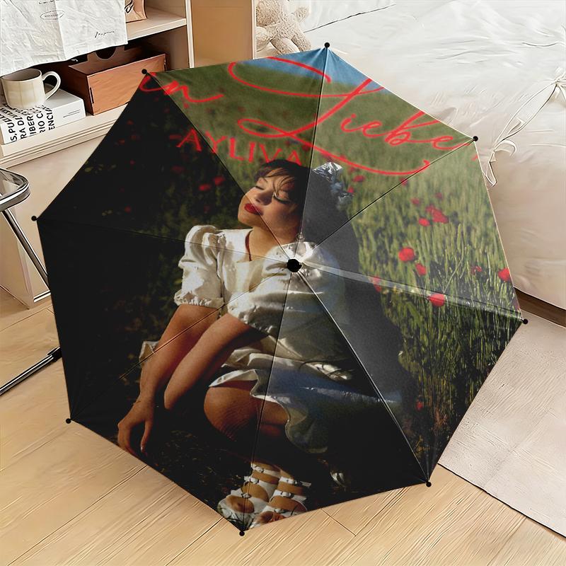 1pc Ayliva Tour Poster Umbrella Portable Folding Umbrella Iron Frame Hole Bone Structure Outdoor Home Umbrella